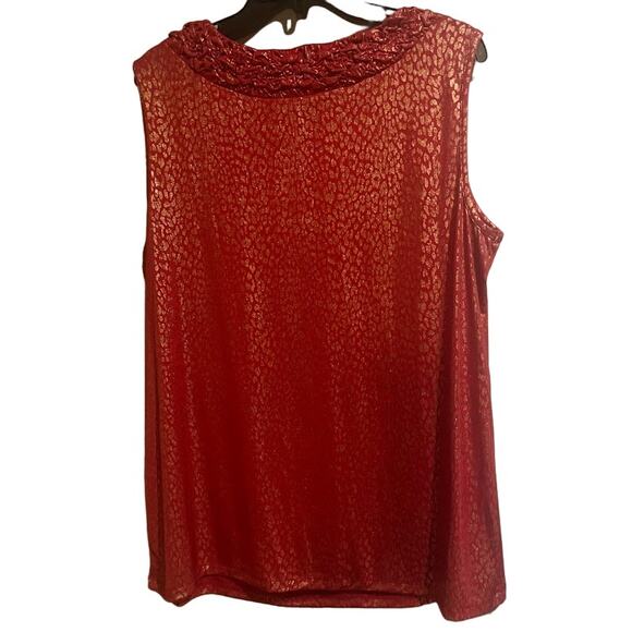 New Directions Plus Size Red & Gold Animal Print Blouse Size 2X NWT - Picture 3 of 5